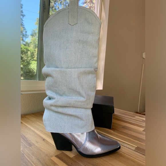 Dollskill Desperado dreaming knee high boots in silver/blue (NWB) - Picture 3 of 10